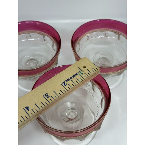 VTG Tiffin Kings Crown Thumbprint Sherbet/Dessert Dishes Set of 3 Glass Pedestal - Picture 4 of 7